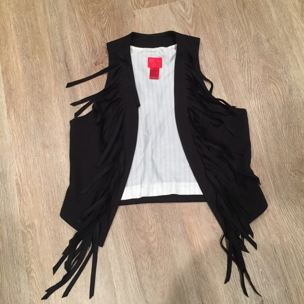 faux suede feel fringe vest